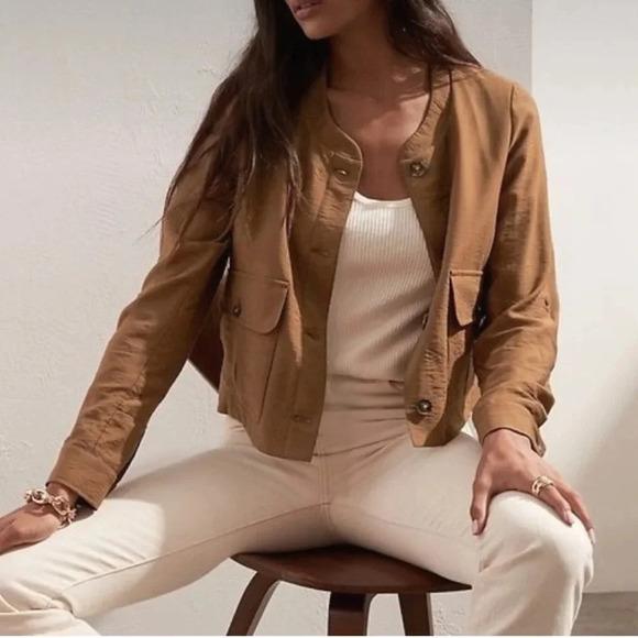 Banana Republic NEW!! Brown Cropped Safari Jacket Size 10 - Picture 11 of 11